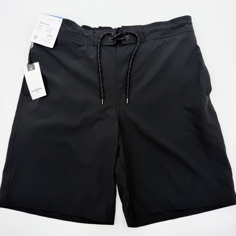 Goodfellow & Co Mens Black 9 Inch Inseam Board Shorts Swim Trunks UPF 50+ Large